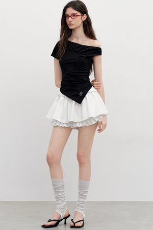 Diagonal Shoulder Waist T-Shirt