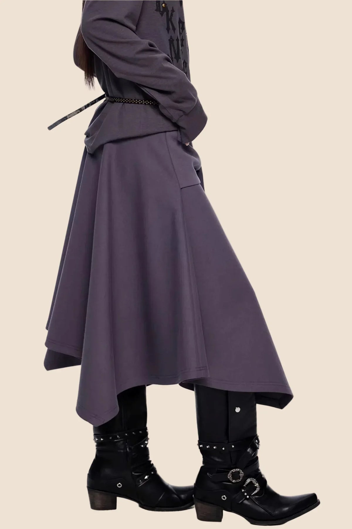 Diagonal Zipper Hooded Jacket Set-Up