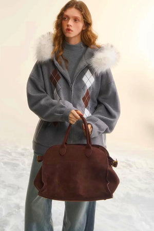 Diamond-Embroidered Woolen Jacket