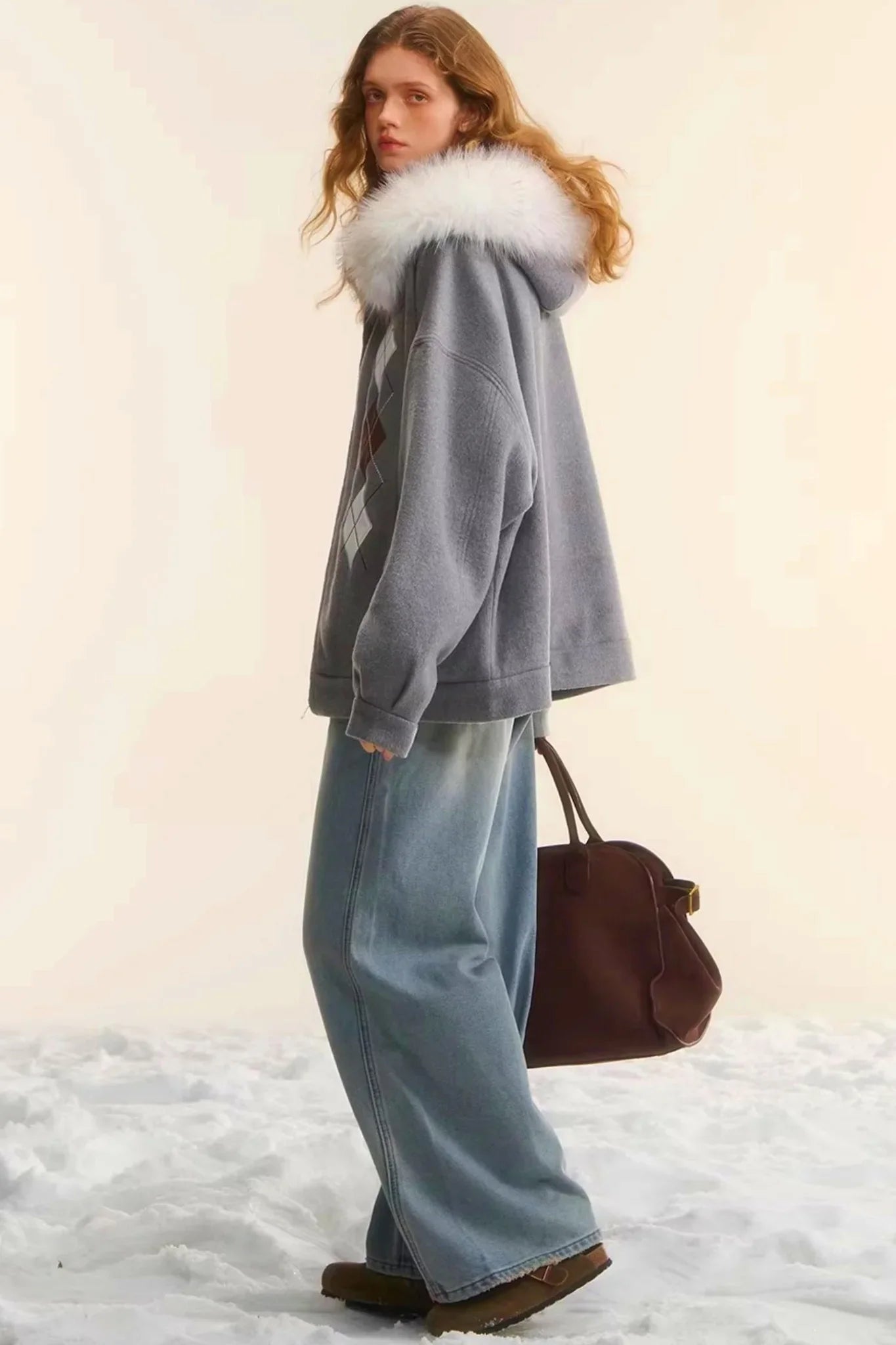 Diamond-Embroidered Woolen Jacket