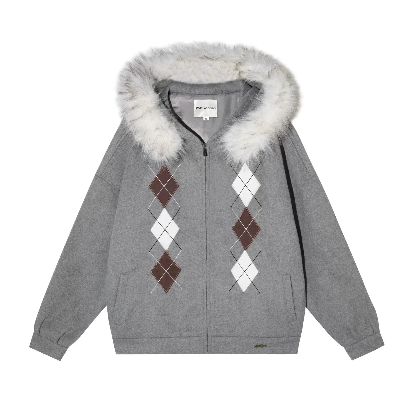 Diamond-Embroidered Woolen Jacket