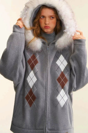 Diamond-Embroidered Woolen Jacket