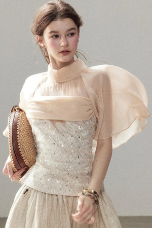 Diffuse Nebula Mesh Shawl Top