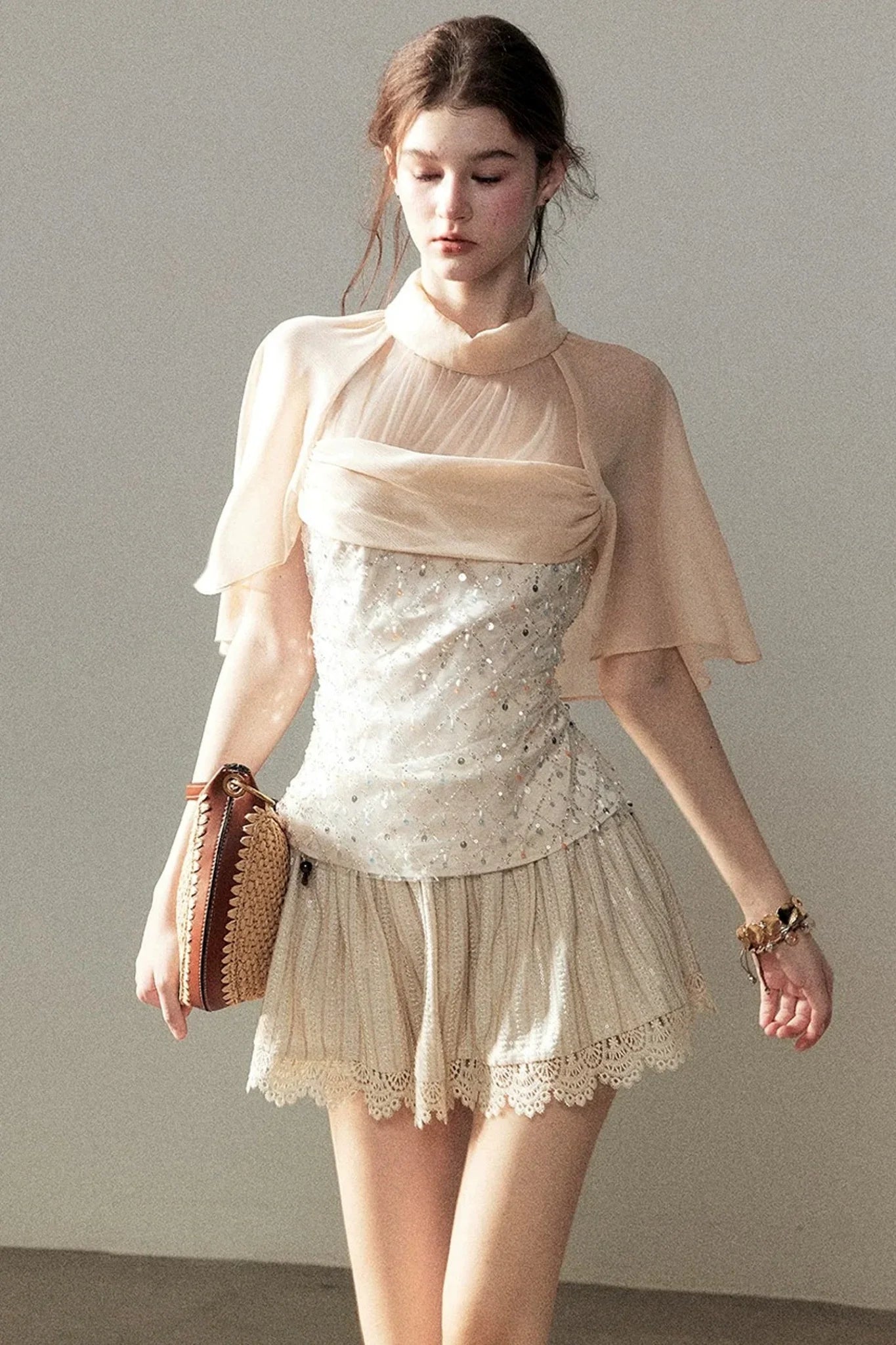 Diffuse Nebula Mesh Shawl Top