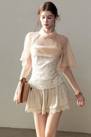 Diffuse Nebula Mesh Shawl Top