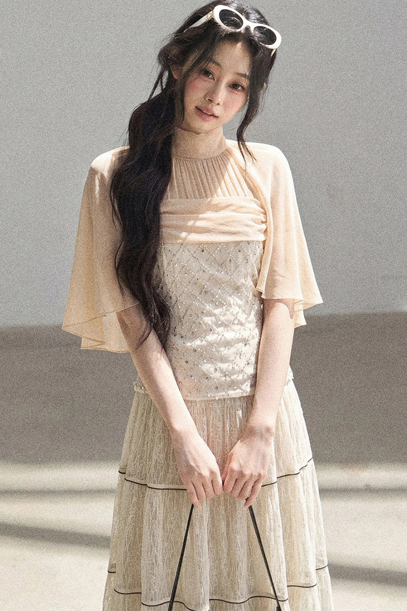 Diffuse Nebula Mesh Shawl Top