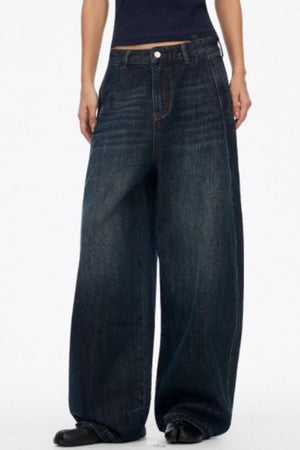 Distressed Cat Whiskers Straight Jeans