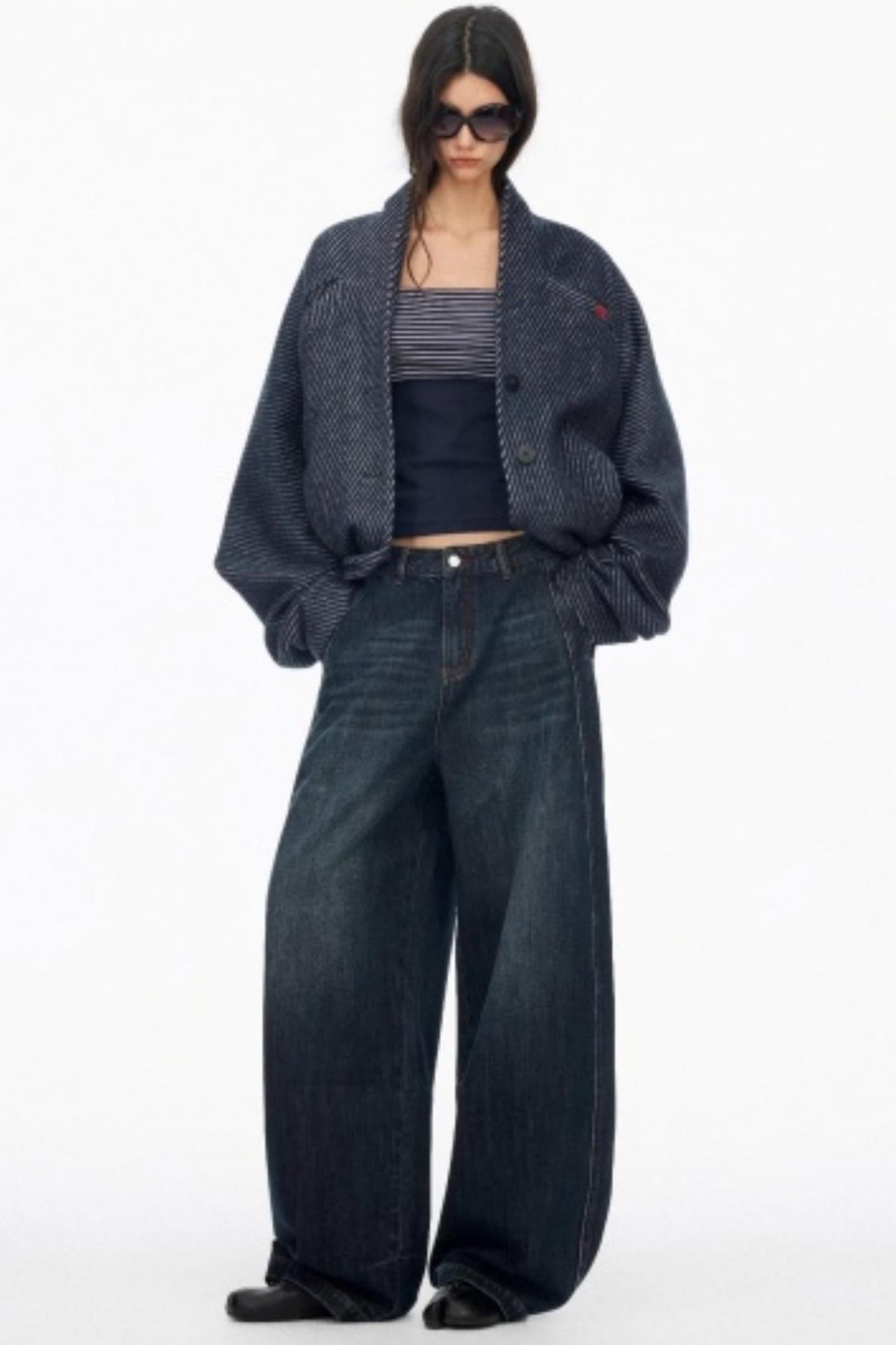 Distressed Cat Whiskers Straight Jeans