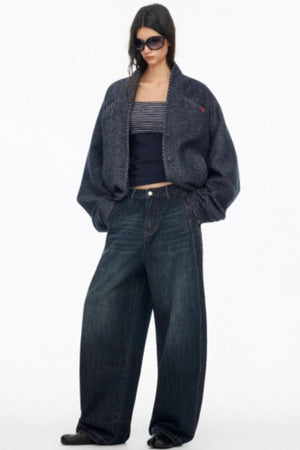 Distressed Cat Whiskers Straight Jeans