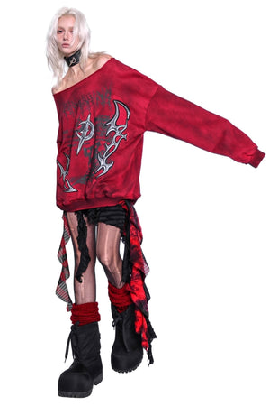 Distressed Dirty Print Y2K Sweatshirt
