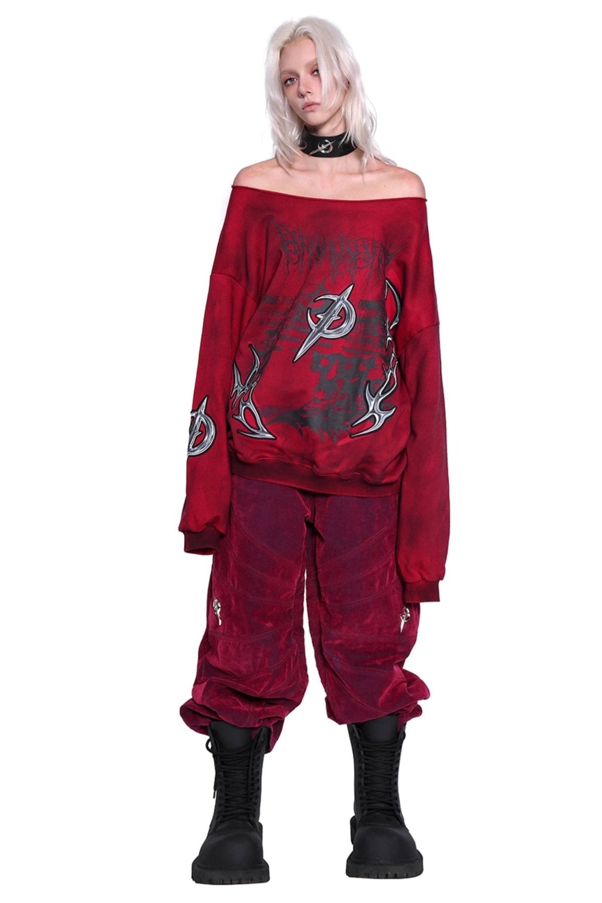Distressed Dirty Print Y2K Sweatshirt