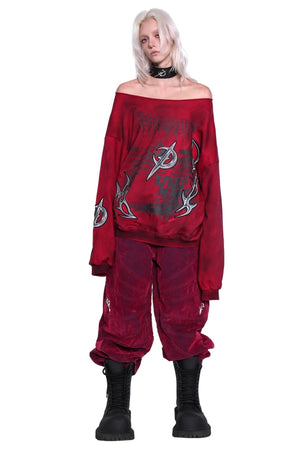 Distressed Dirty Print Y2K Sweatshirt