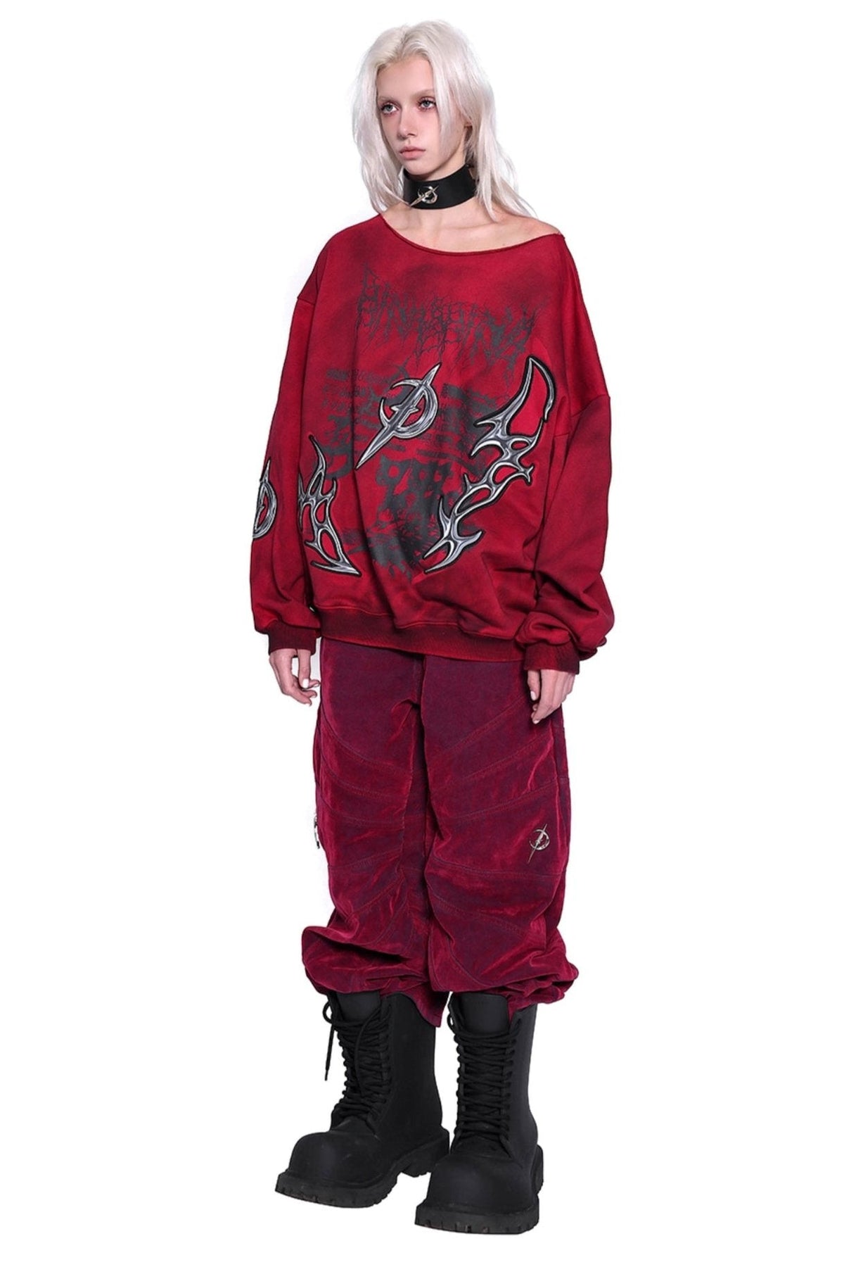 Distressed Dirty Print Y2K Sweatshirt