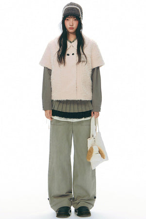 Distressed Doll Collar Cargo Coat