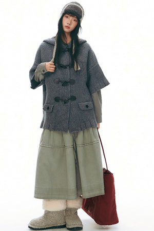 Distressed Doll Collar Cargo Coat