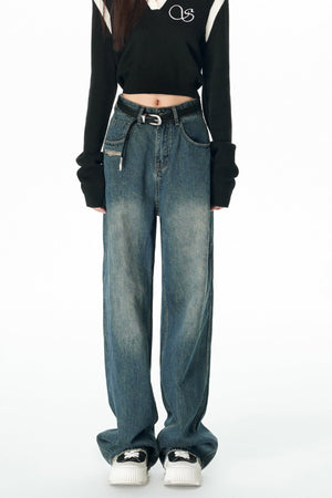 Distressed Non-Stretch Vintage Jeans