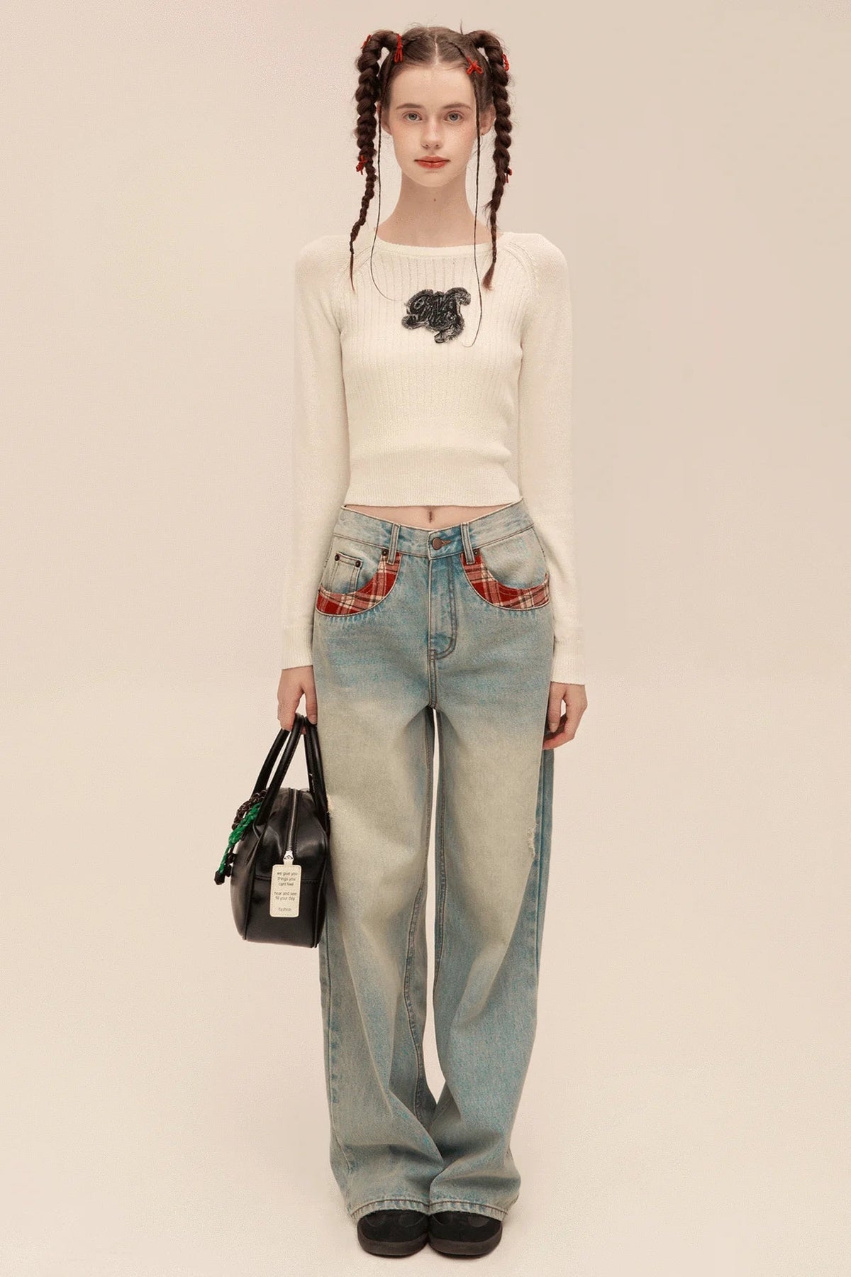 Distressed Retro Straight Jeans