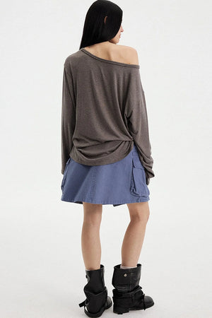 Distressed Rhinestone Off-Shoulder Top