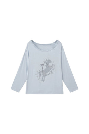 Distressed Rhinestone Off-Shoulder Top