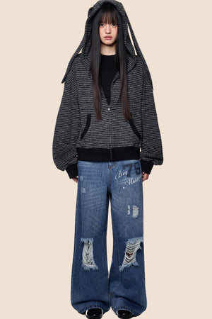 Distressed Ripped American Vintage Straight Pants
