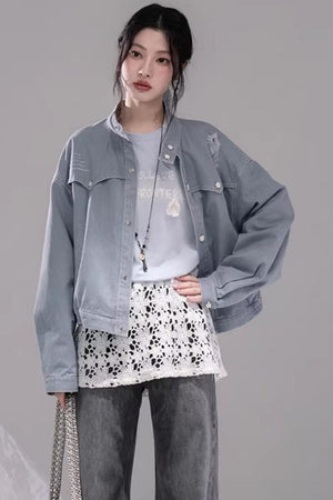 Distressed Rock Denim Jacket Set-Up