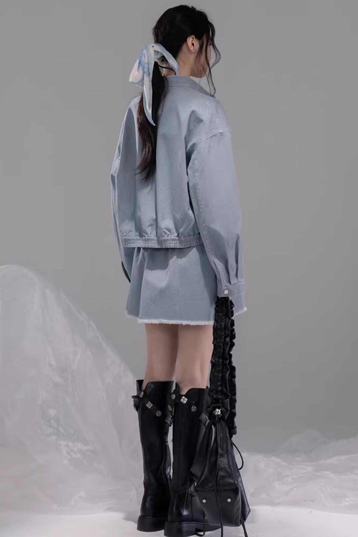 Distressed Rock Denim Jacket Set-Up