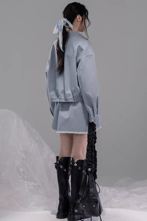 Distressed Rock Denim Jacket Set-Up