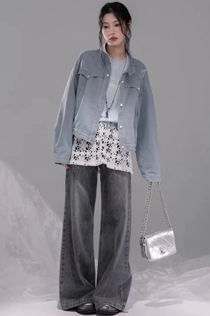Distressed Rock Denim Jacket Set-Up