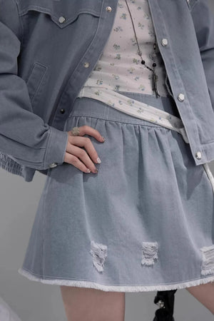 Distressed Rock Denim Jacket Set-Up