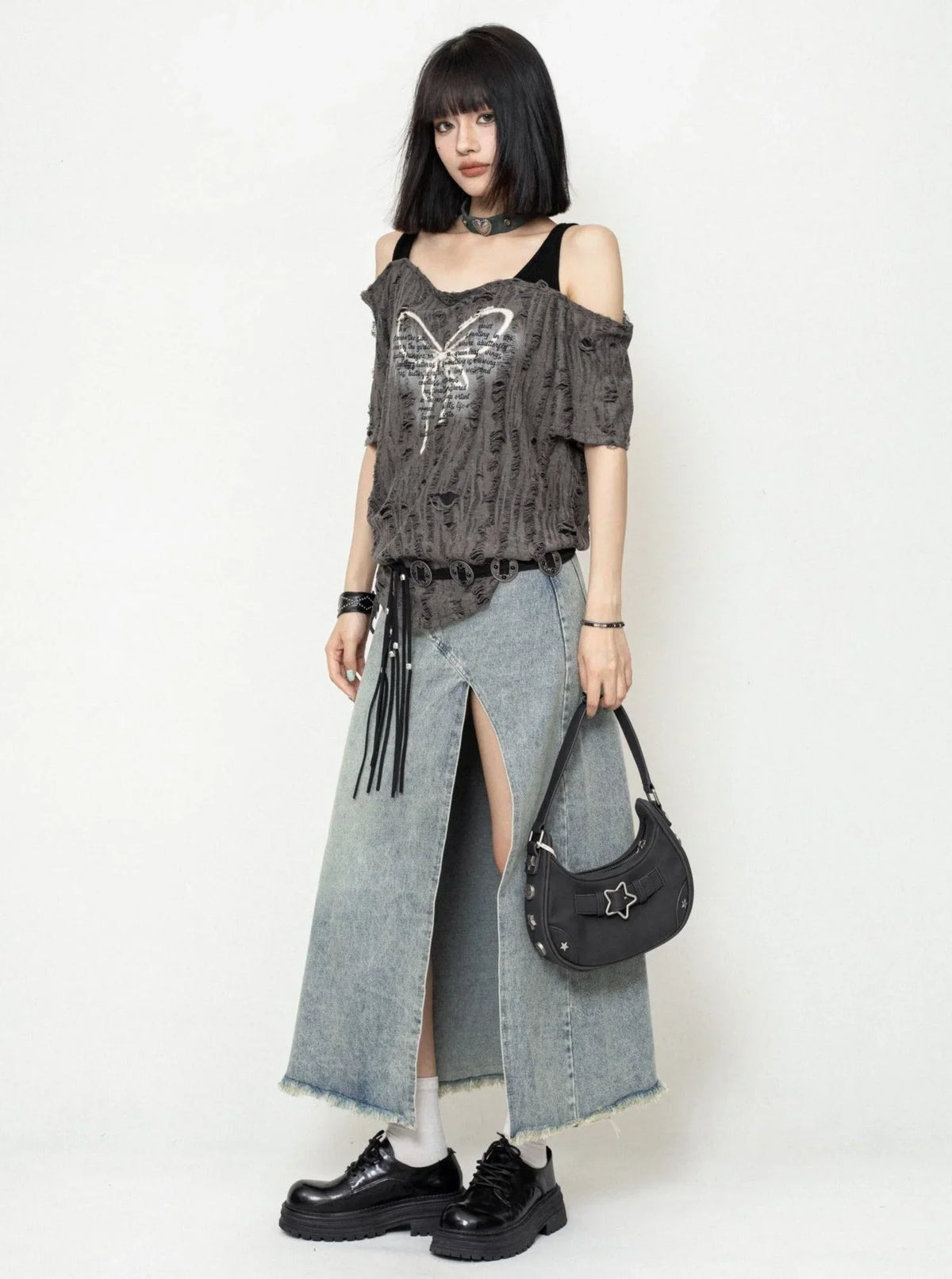 Distressed Sleeveless Strap Top