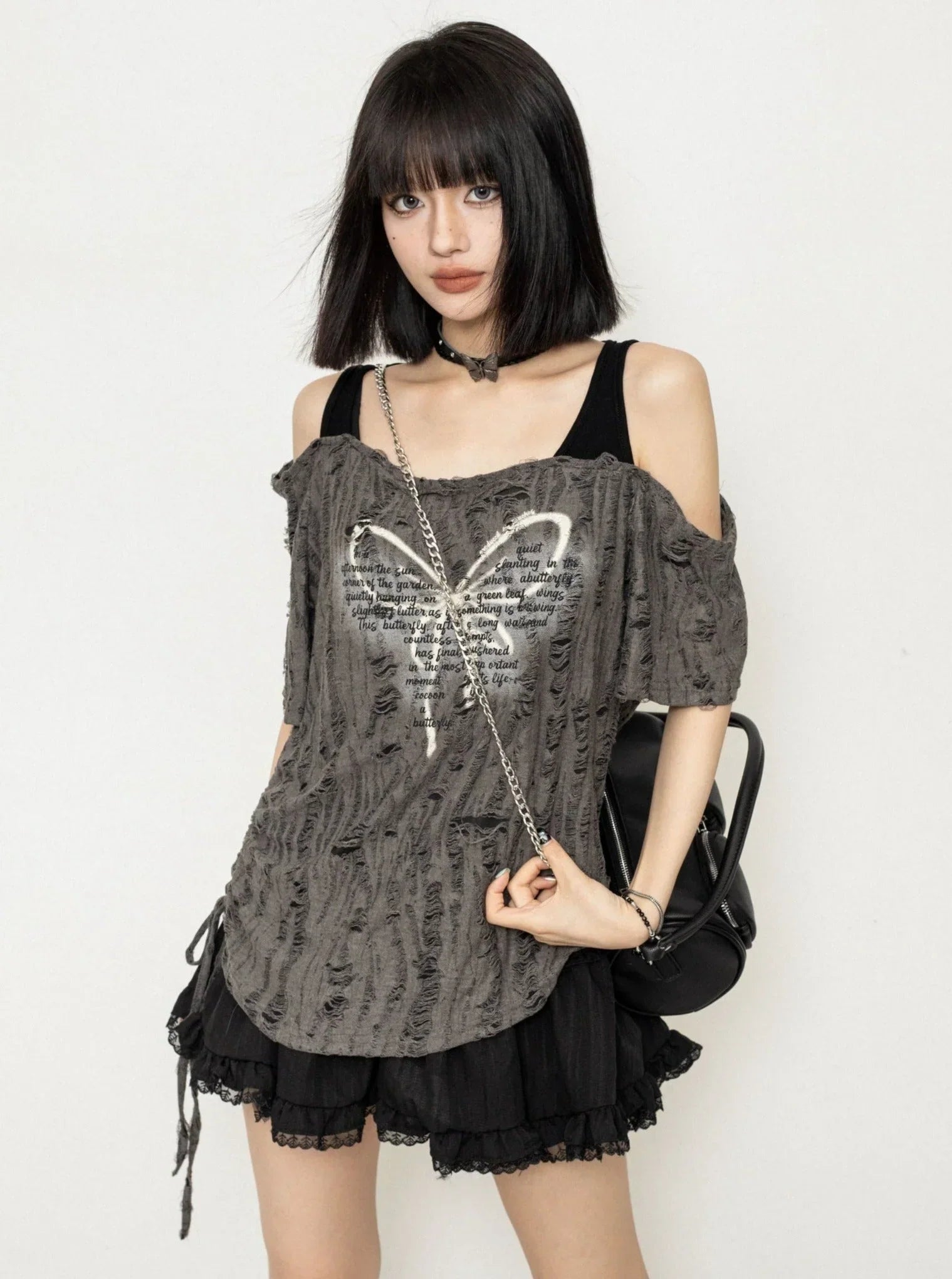 Distressed Sleeveless Strap Top