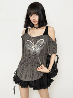 Distressed Sleeveless Strap Top