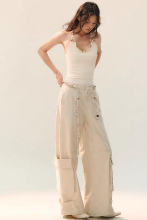 Distressed Washed Cargo Pants