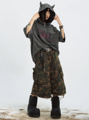 Distressed Washed Hooded Top