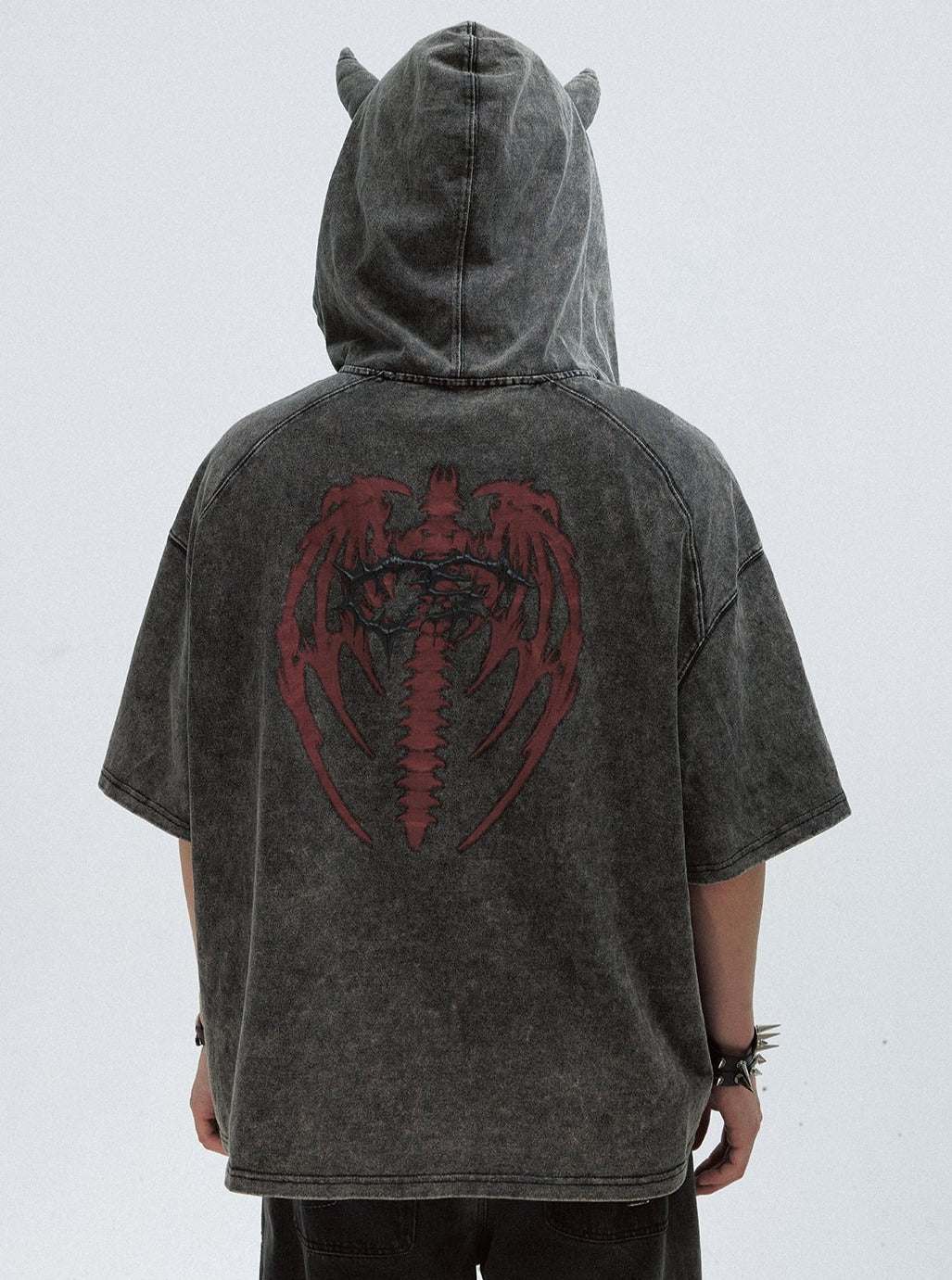 Distressed Washed Hooded Top