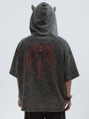 Distressed Washed Hooded Top