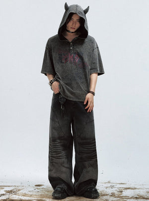 Distressed Washed Hooded Top