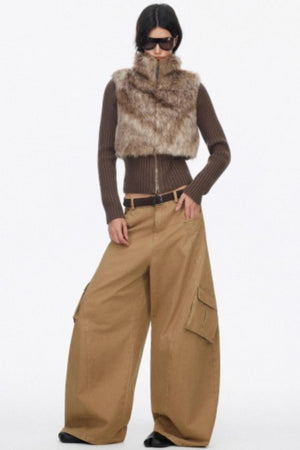 Distressed Washed Wide-Leg Scimitar Pants