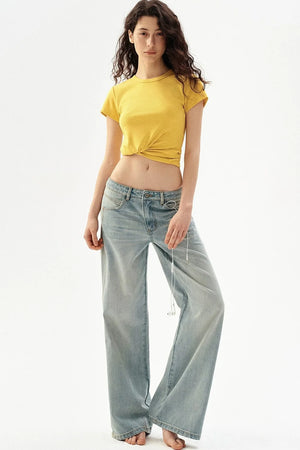 Distressed Wide-Leg Jeans