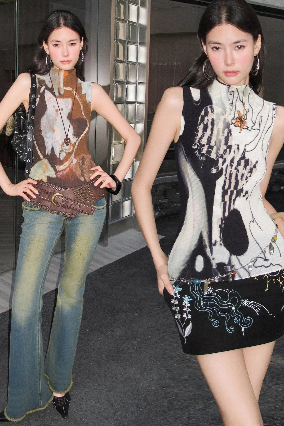 Dog Cat Print Sleeveless Knit Top