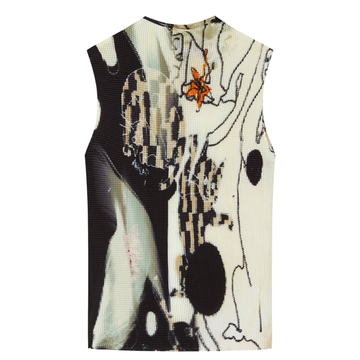 Dog Cat Print Sleeveless Knit Top