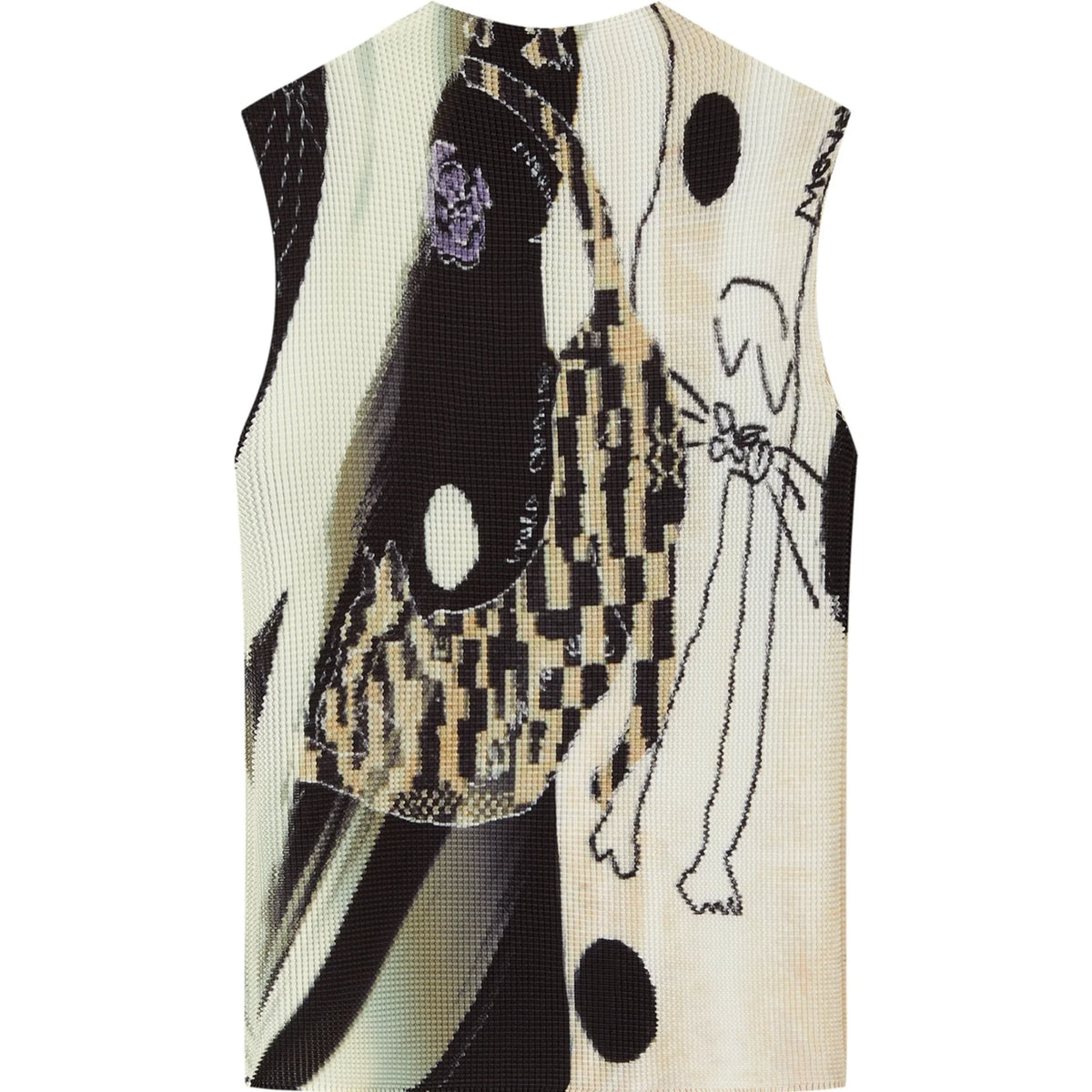 Dog Cat Print Sleeveless Knit Top