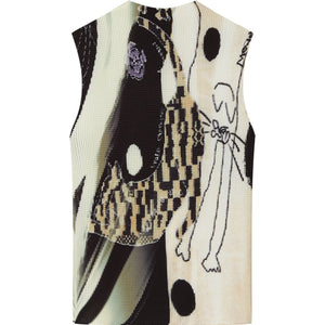 Dog Cat Print Sleeveless Knit Top