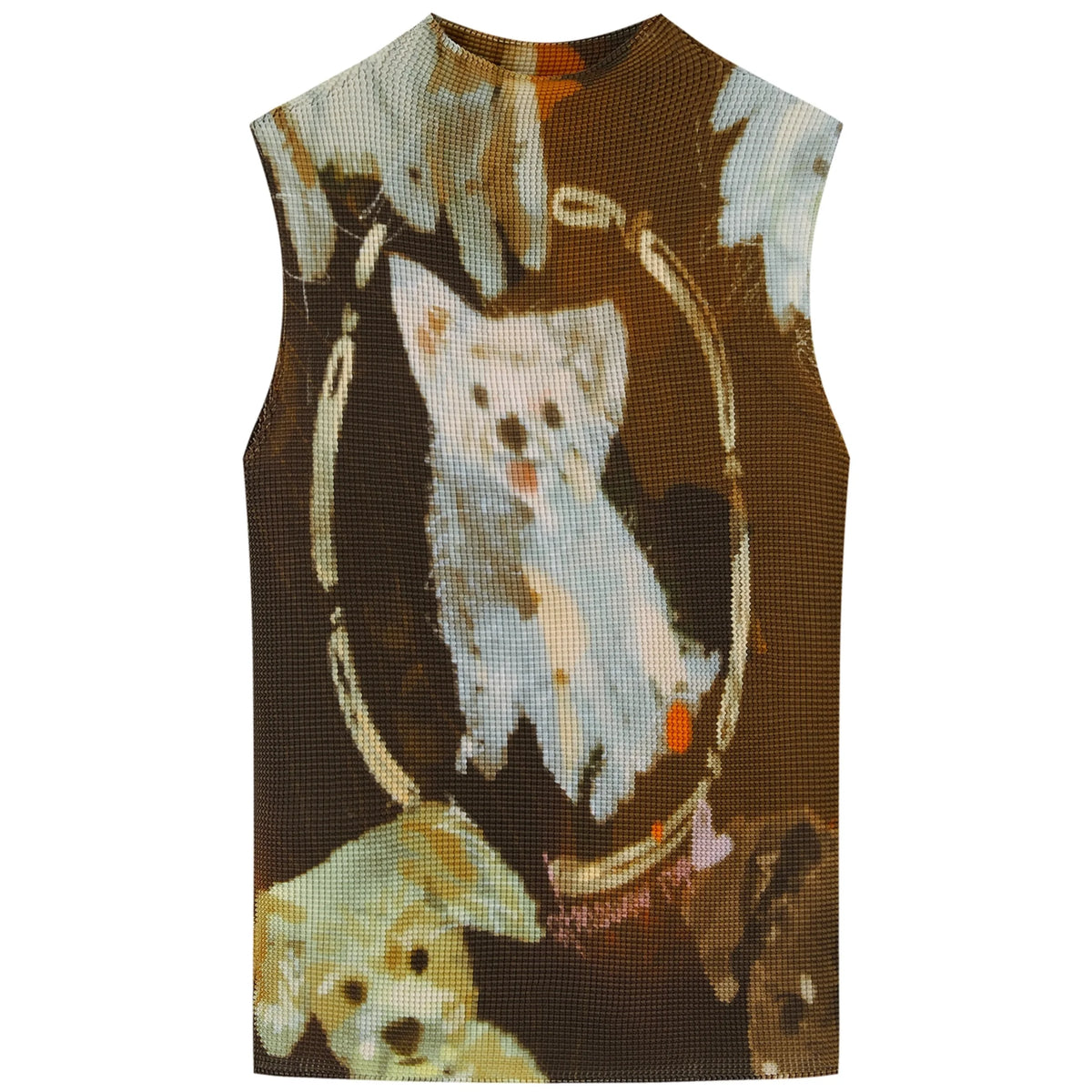 Dog Cat Print Sleeveless Knit Top