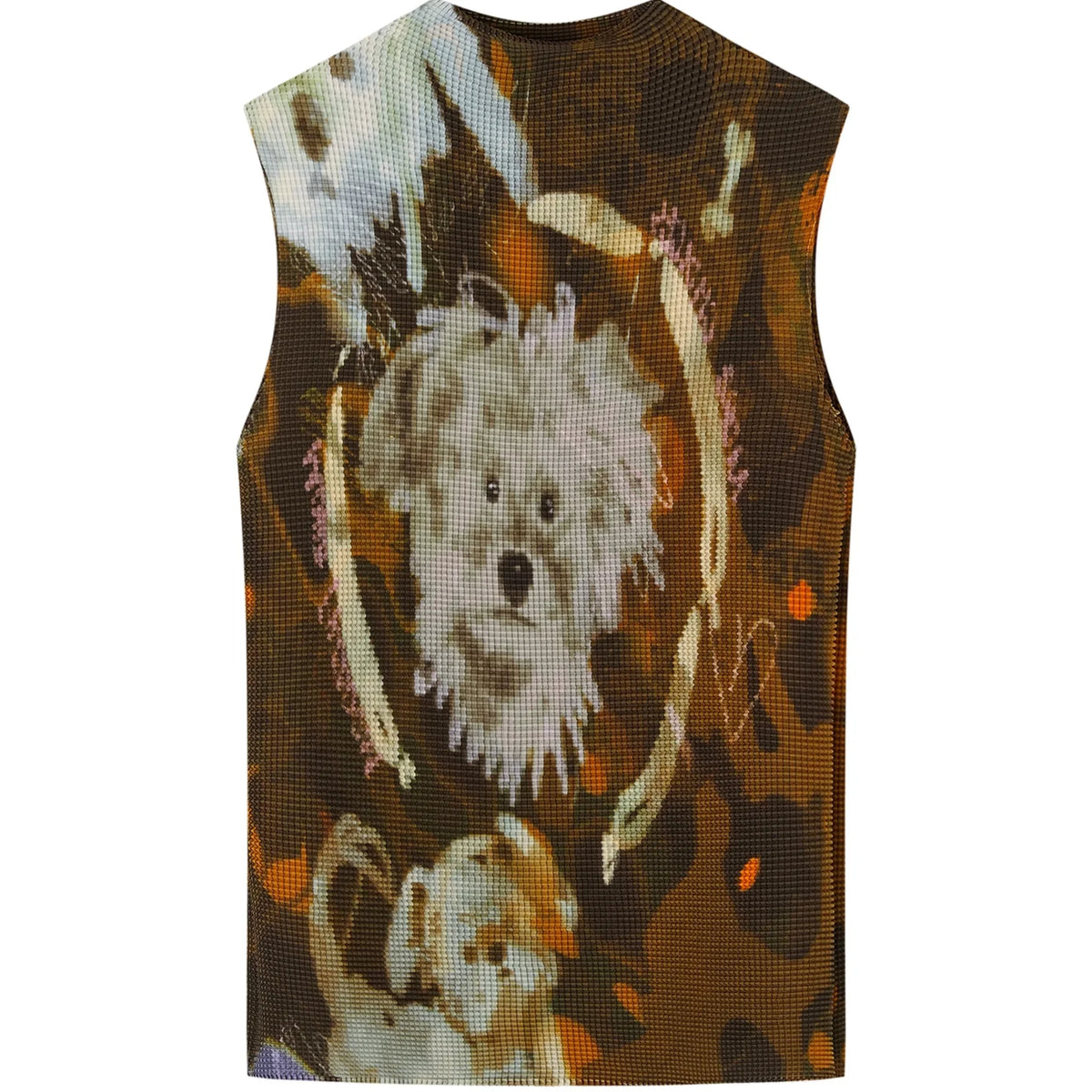 Dog Cat Print Sleeveless Knit Top