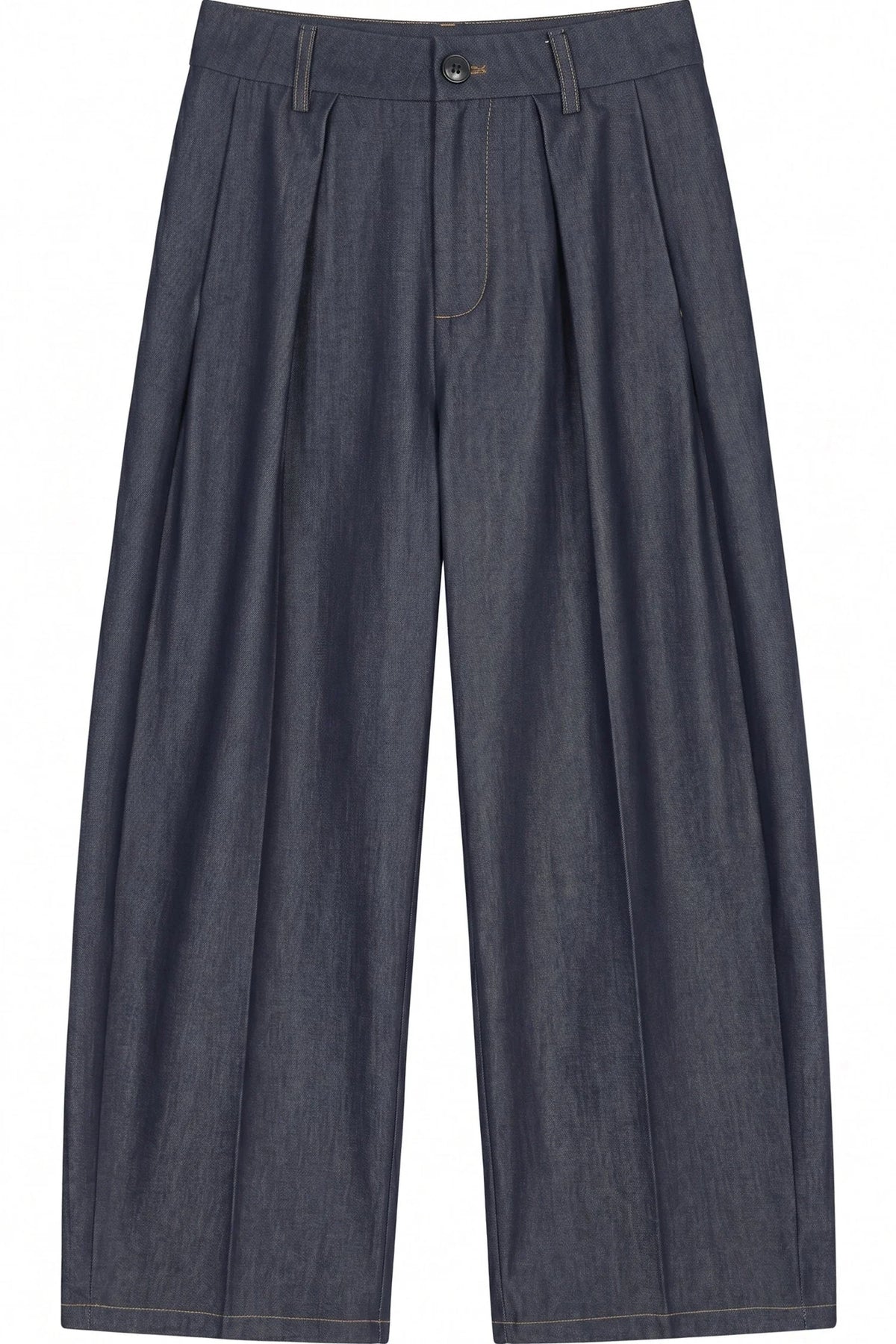 Doll Collar Faux Denim Set-Up