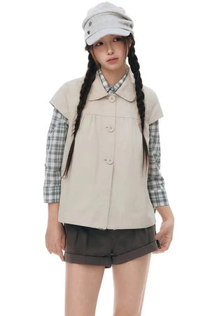 Doll Collar Flutter Sleeve Cardigan