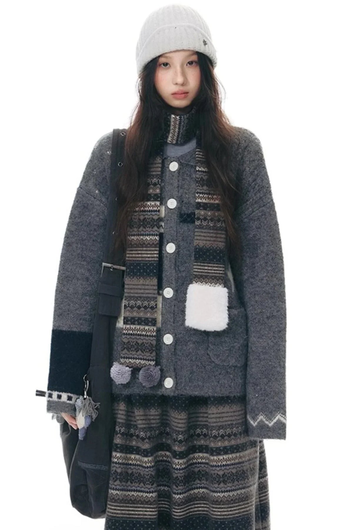 Doll Collar Knitted Cardigan