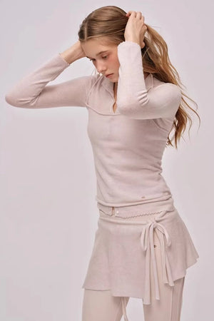 Doll Collar Knitted Cardigan Set-Up