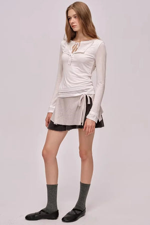 Doll Collar Knitted Cardigan Set-Up
